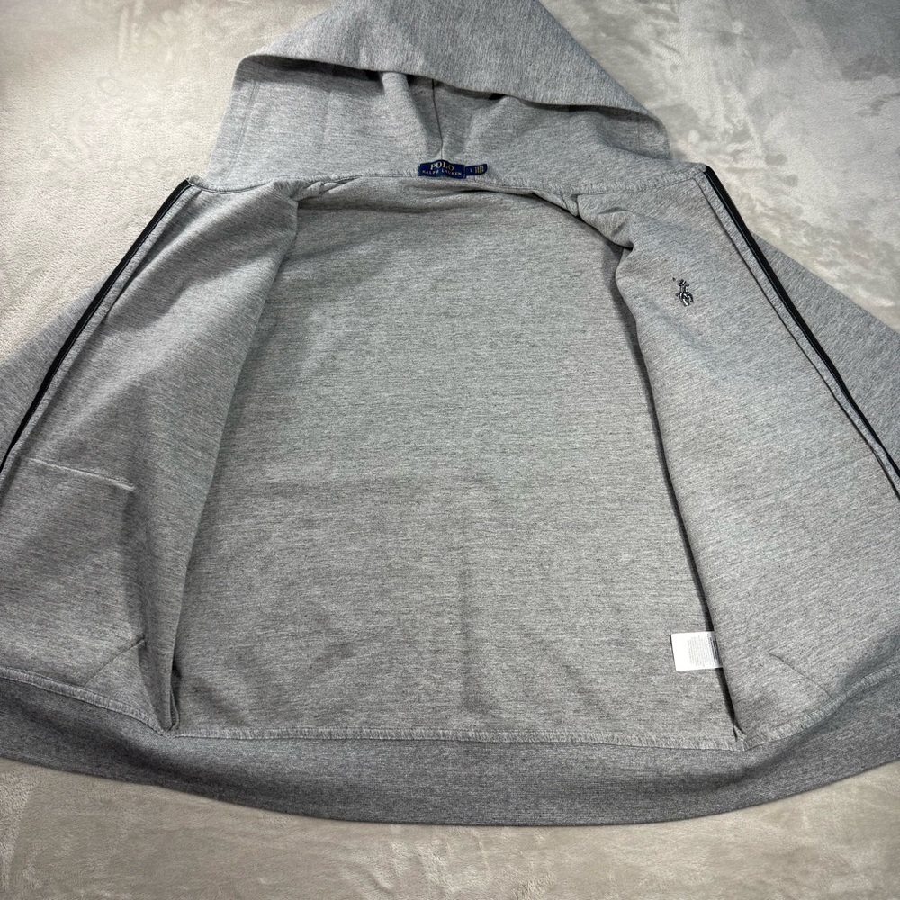 Polo Ralph Lauren Double Knit Zip Up Hoodie Heather Grey Heavyweight Men Sz L - Picture 6 of 11